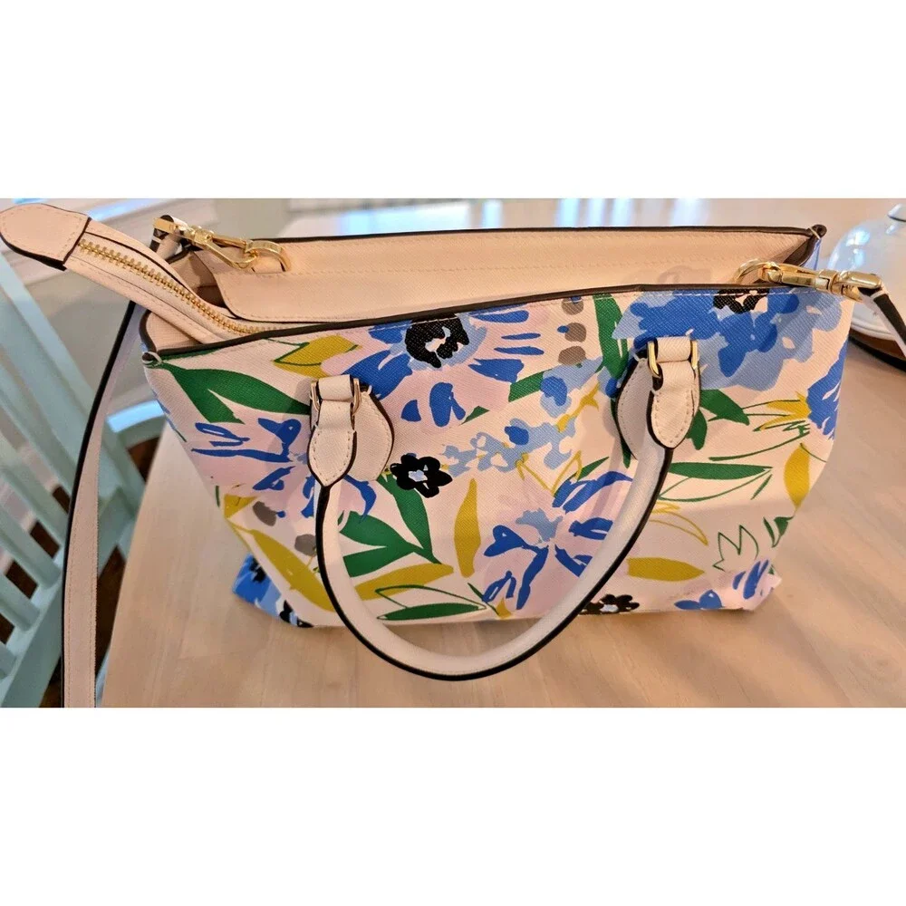 KATE SPADE RAE FLORAL MEDIUM SATCHEL KL061 MULTI CREAM NWT